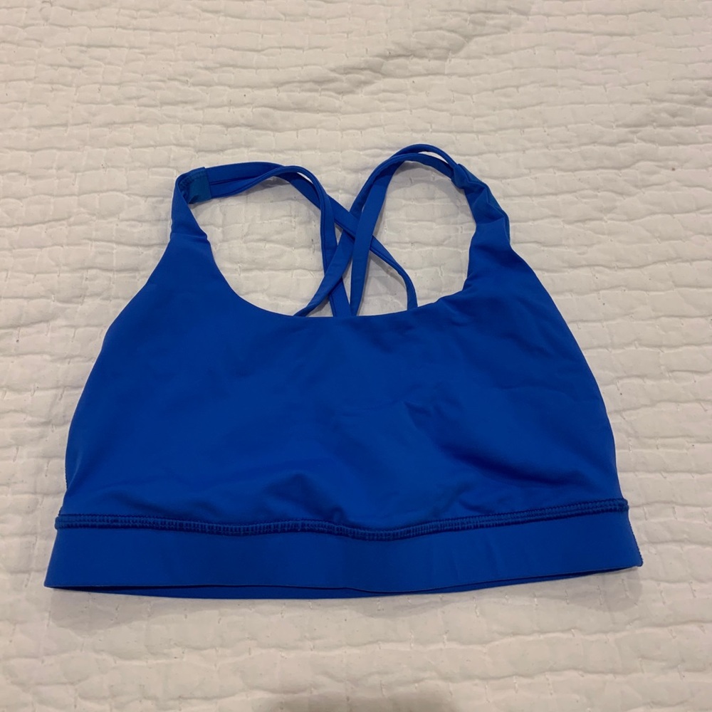 Blue lululemon energy bra.